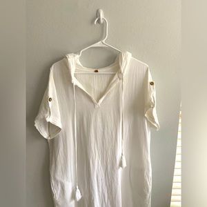 White Bohemian Dress Large Size Linen SummerDress
